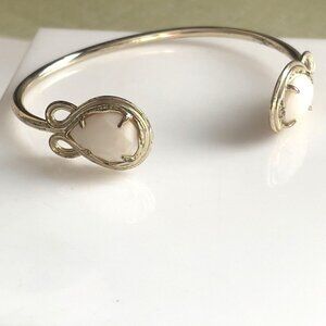 Kendra Scott Andy Pinch Cuff Bracelet Faceted White Stone 14K Gold Plated Brass